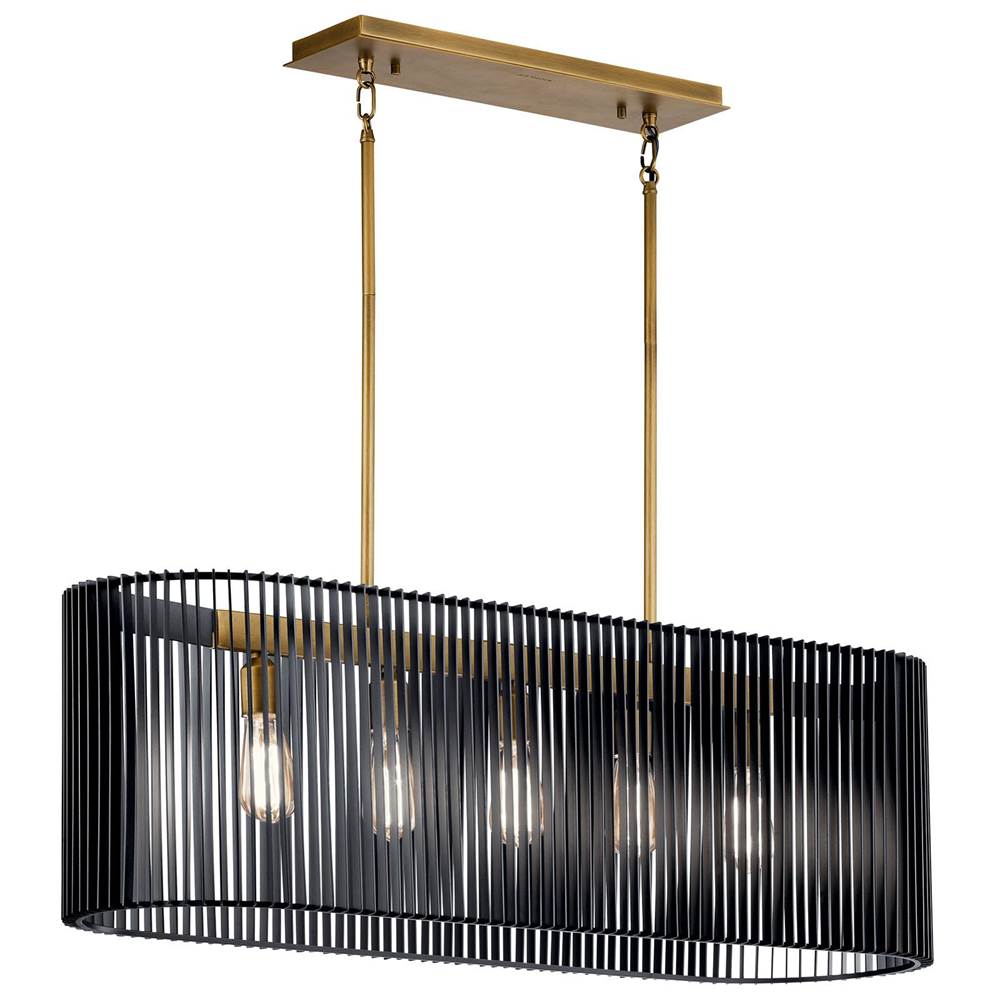 KICHLER 44168BK Linara 5 Light Linear Chandelier Black