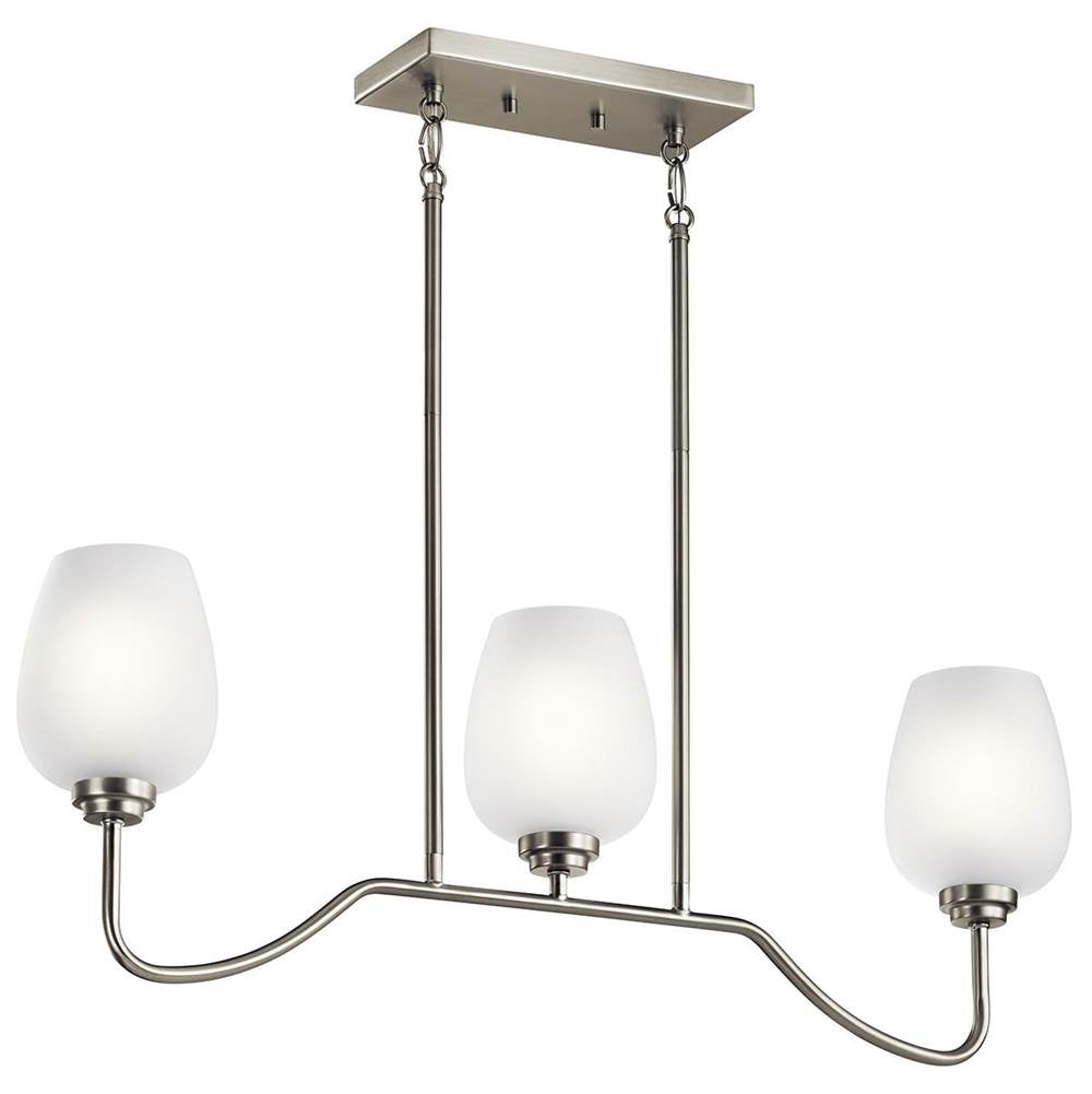 KICHLER 44379NI Valserrano 31" 3 Light Linear Chandelier Brushed Nickel