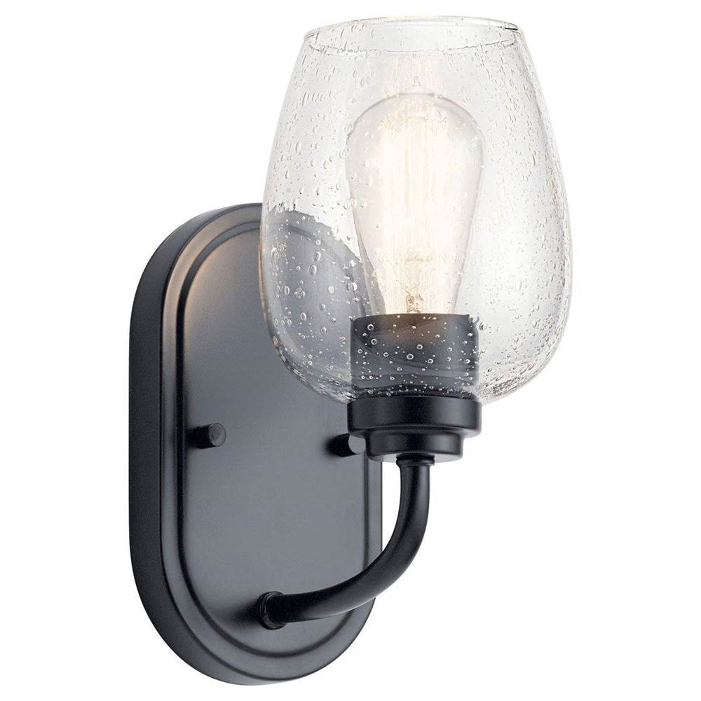 KICHLER 44381BKCS Valserrano 10 inch Wall Sconce 1 Light with Clear Seeded Glass in Black