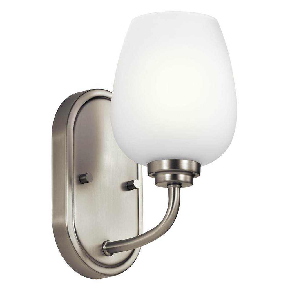 KICHLER 44381NI Valserrano 10" 1 Light Wall Sconce with Satin Etched Glass Brushed Nickel