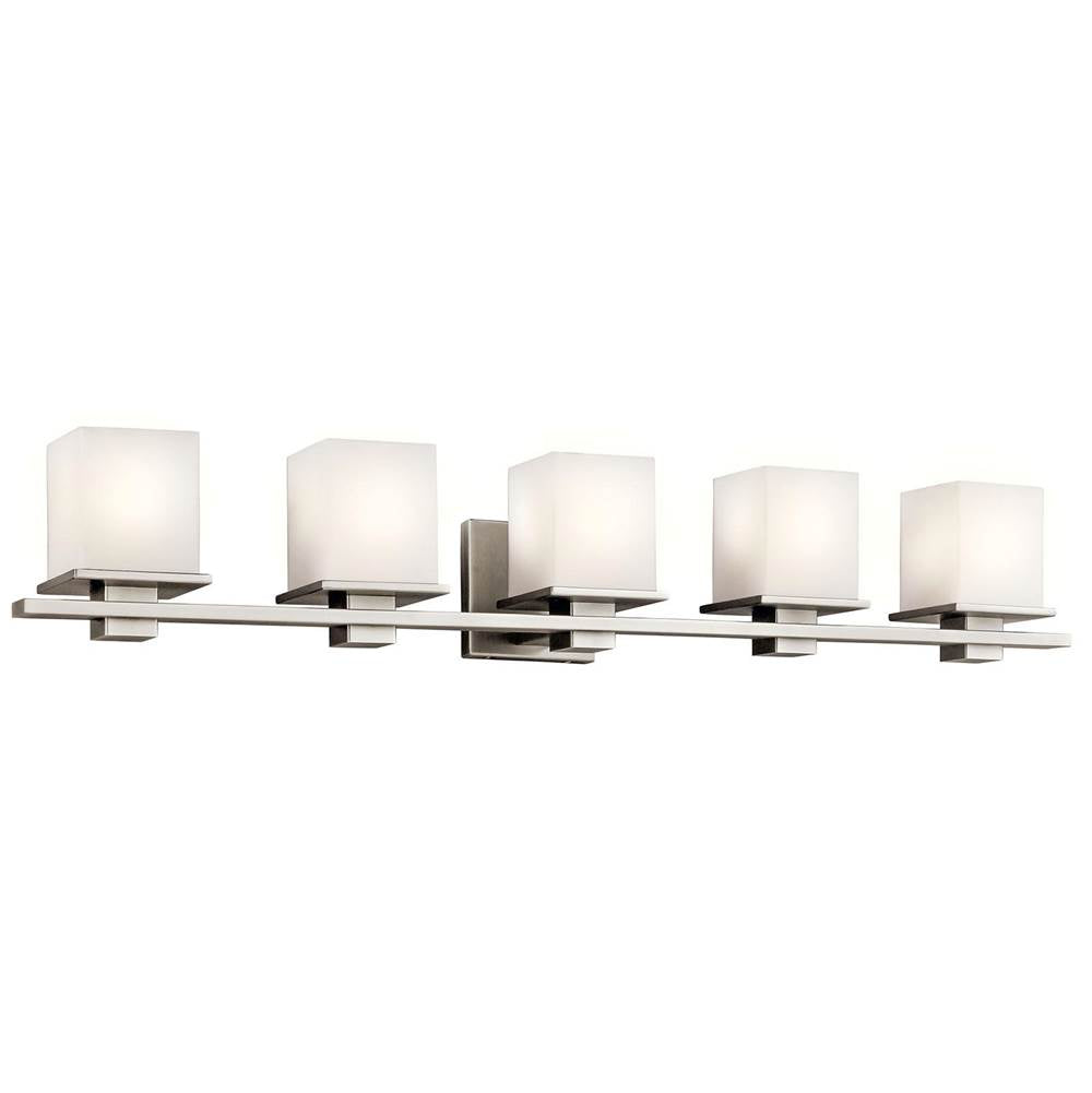 KICHLER 45193AP Tully 40.25" 5 Light Vanity Light with Satin Etched Cased Opal Glass Antique Pewter