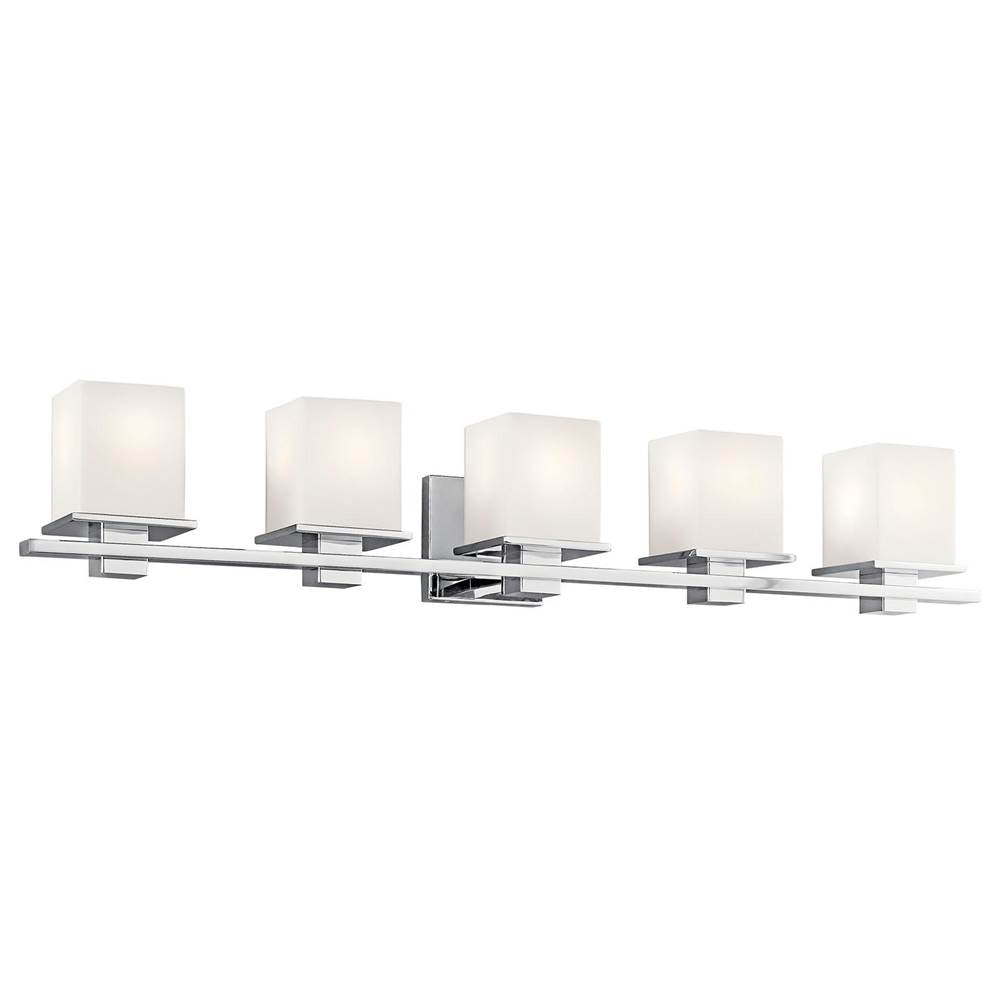 KICHLER 45193CH Tully 40.25" 5 Light Vanity Light with Satin Etched Cased Opal Glass Chrome