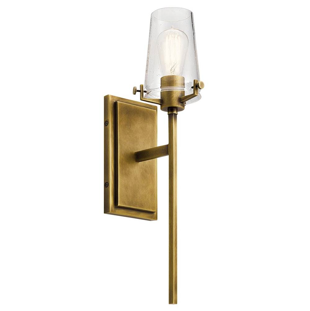 KICHLER 45295NBR Alton 22" 1 Light Wall Sconce with Clear Seeded Glass in Natural Brass