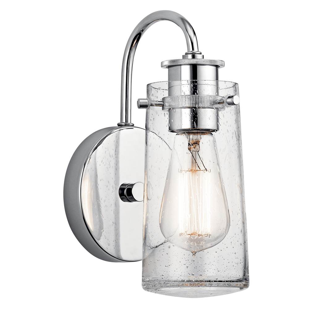 KICHLER 45457CH Braelyn 9.5" 1 Light Wall Sconce with Clear Seeded Glass Chrome