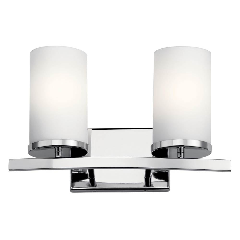 KICHLER 45496CH Crosby 15" 2 Light Vanity Light Satin Etched Cased Opal Chrome