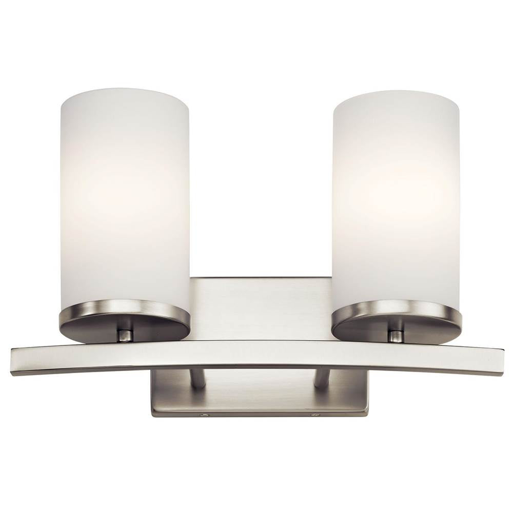 KICHLER 45496NI Crosby 15" 2 Light Vanity Light Satin Etched Cased Opal Brushed Nickel