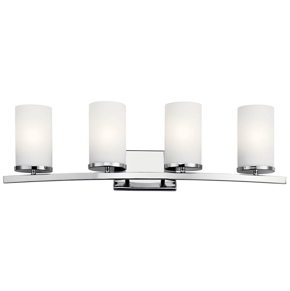 KICHLER 45498CH Crosby 31" 4 Light Vanity Light Satin Etched Cased Opal Chrome