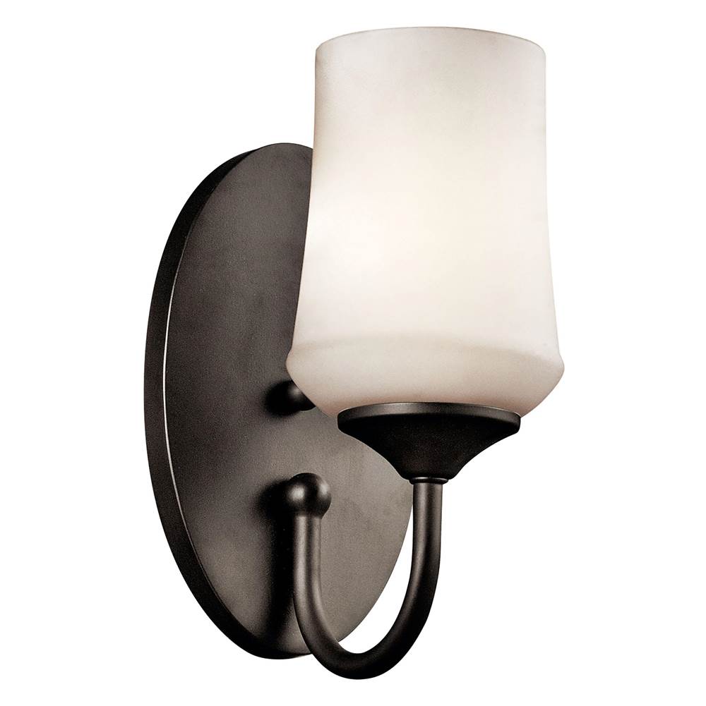KICHLER 45568OZ Aubrey 10.75" 1 Light Wall Sconce with Satin Etched Cased Opal in Olde Bronze