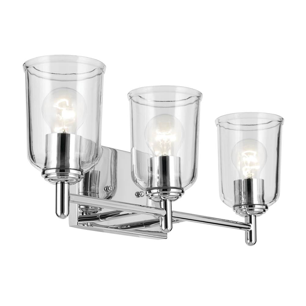 KICHLER 45574CHCLR Shailene 21" 3-Light Vanity Light with Clear Glass in Chrome