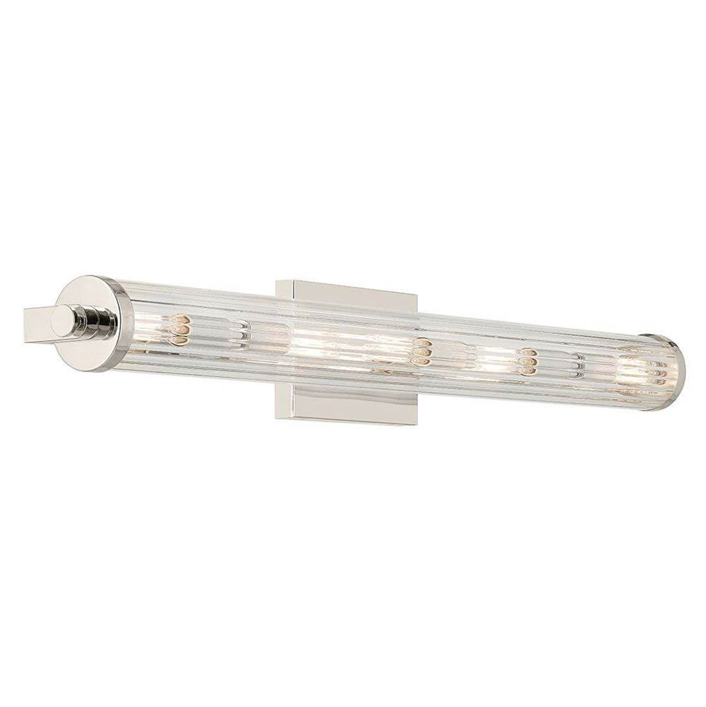 KICHLER 45650PN Azores 32" 5-Light Linear Vanity with Clear Fluted Glass in Polished Nickel