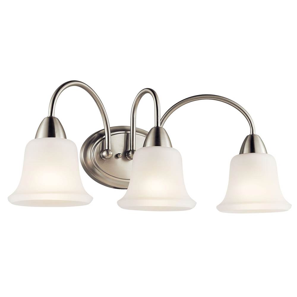 KICHLER 45883NI Nicholson 24" 3 Light Vanity Light with Satin Etched Glass in Brushed Nickel