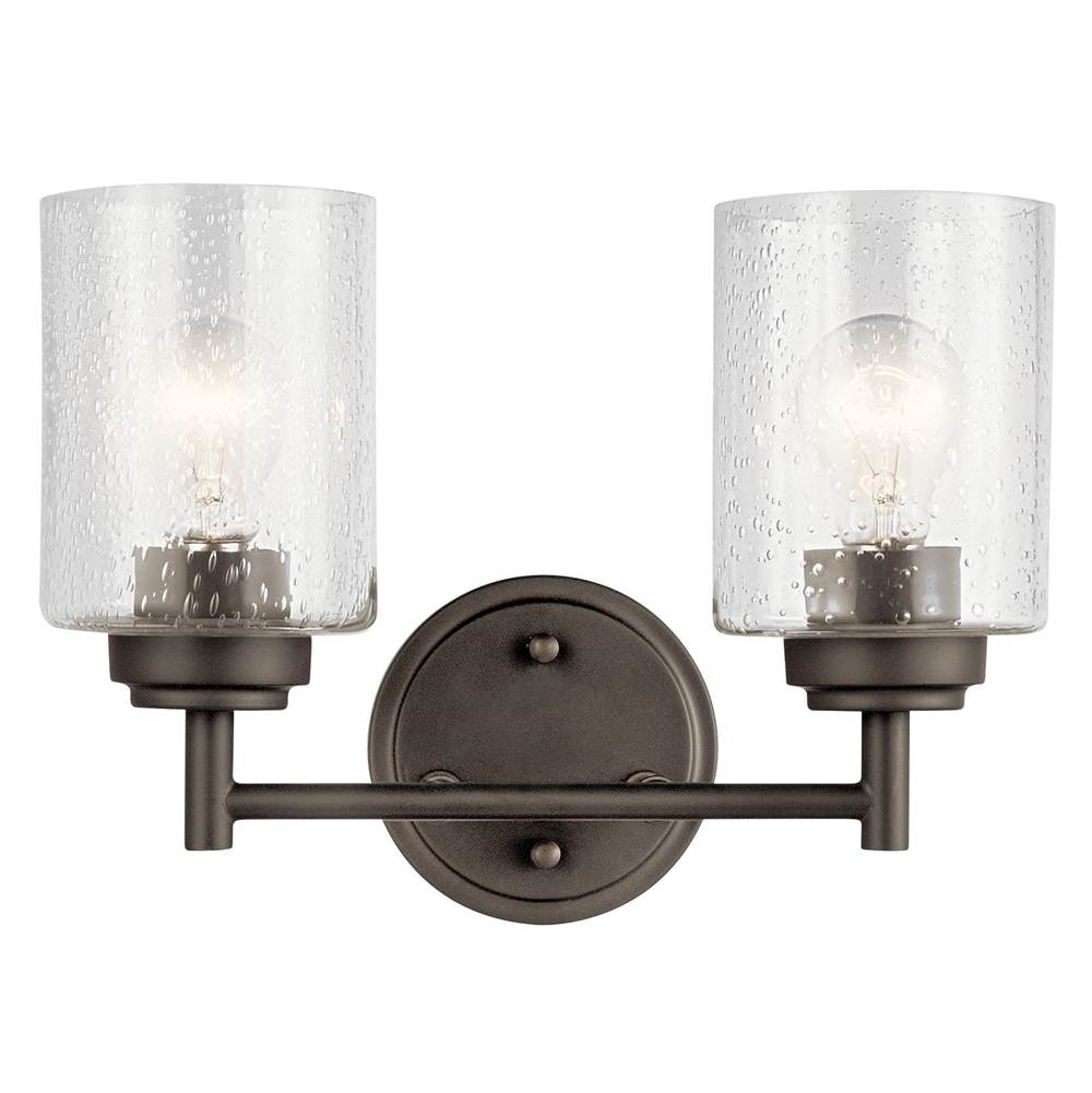 KICHLER 45885OZ Winslow 12.75" 2 Light Vanity Light with Clear Seeded Glass in Olde Bronze