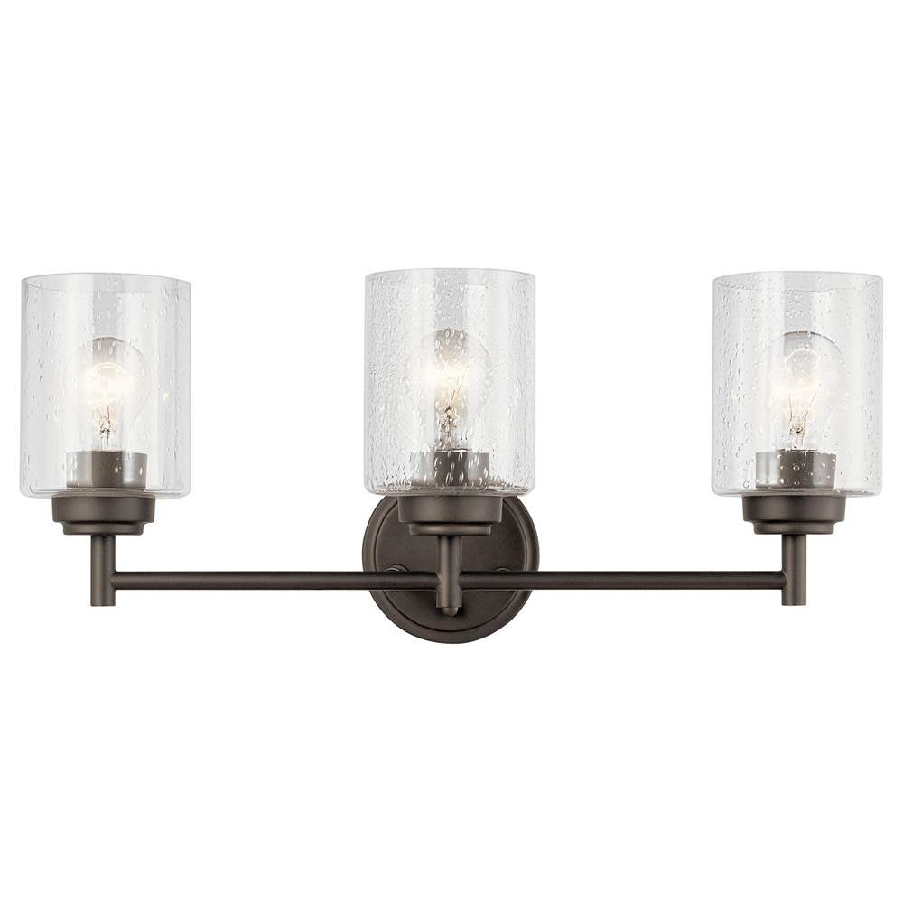 KICHLER 45886OZ Winslow 21.5" 3 Light Vanity Light with Clear Seeded Glass in Olde Bronze