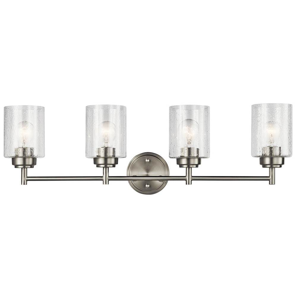 KICHLER 45887NI Winslow 30" 4 Light Vanity Light with Clear Seeded Glass in Brushed Nickel