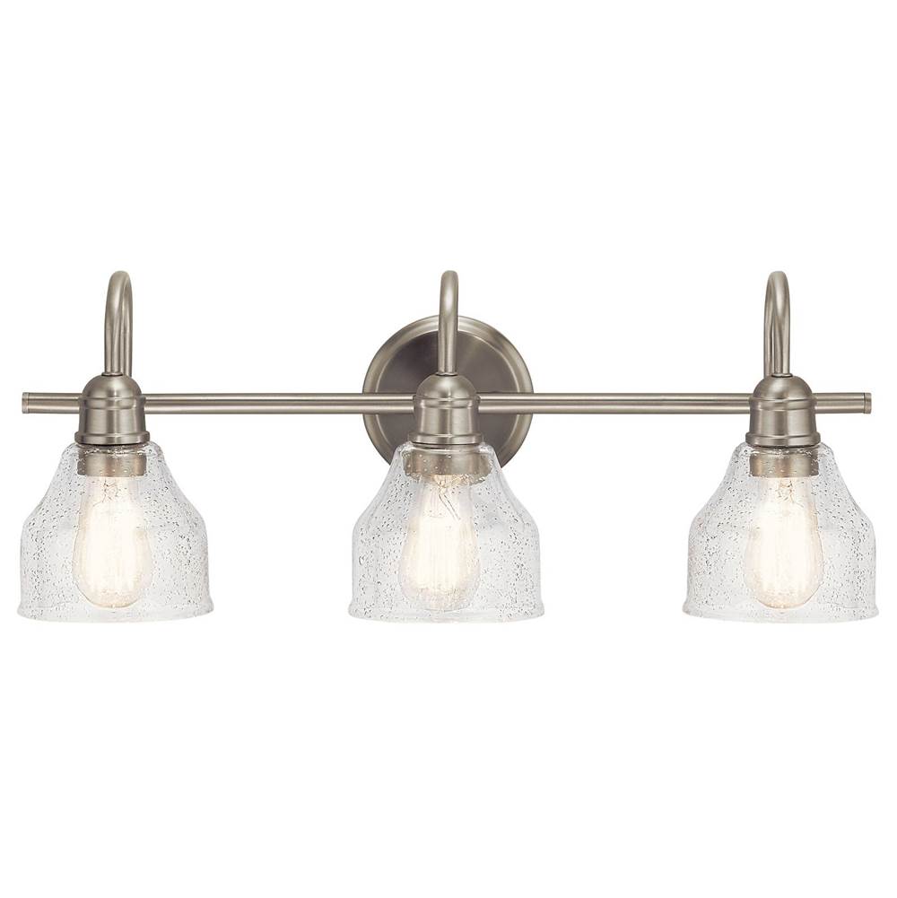 KICHLER 45973NI Avery 24" 3 Light Vanity Light with Clear Seeded Glass in Brushed Nickel