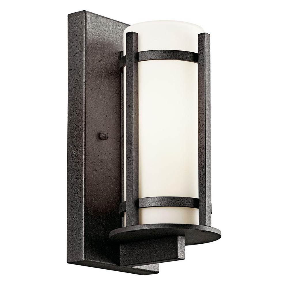 KICHLER 49119AVI Camden 11" 1 Light Outdoor Wall Light with Opal Etched Glass in Anvil Iron