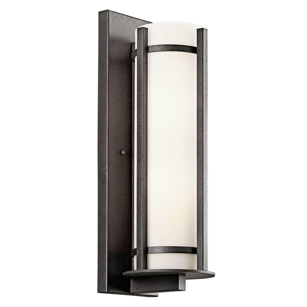 KICHLER 49120AVI Camden 19.5" 2 Light Outdoor Wall Light with Opal Etched Glass in Anvil Iron
