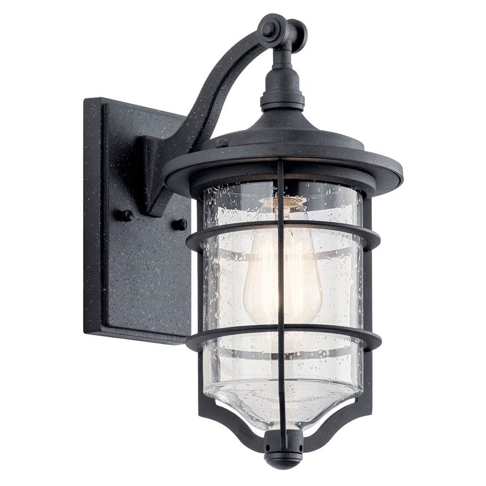 KICHLER 49126DBK Royal Marine 13.25" 1 Light Outdoor Wall Light with Clear Seeded Glass in Distressed Black