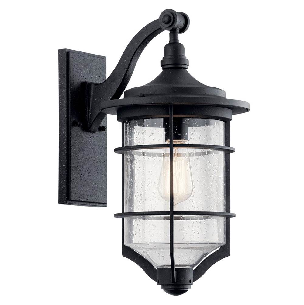 KICHLER 49127DBK Royal Marine 18.25" 1 Light Outdoor Wall Light with Clear Seeded Glass in Distressed Black
