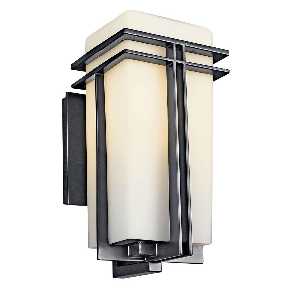 KICHLER 49201BK Tremillo 14.25" 1 Light Outdoor Wall Light with Satin Etched Cased Opal in Black
