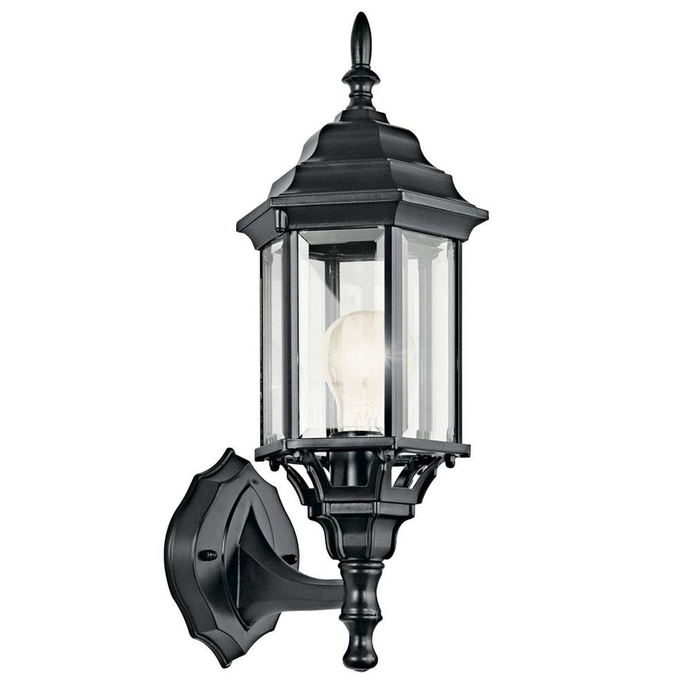 KICHLER 49255BK Chesapeake 17" 1 Light Outdoor Wall Light with Clear Beveled Glass in Black