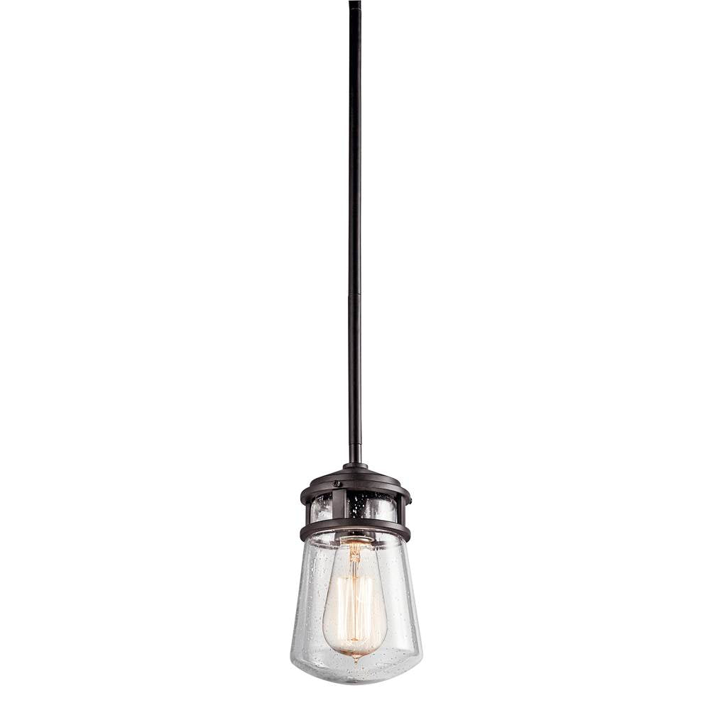 KICHLER 49446AZ Lyndon 9.5" 1 Light Pendant with Clear Seeded Glass Architectural Bronze