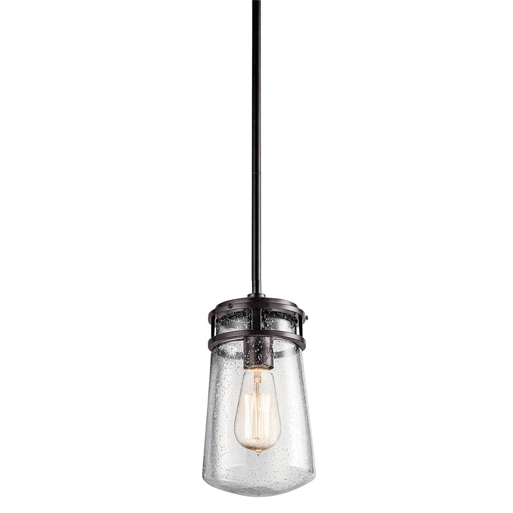 KICHLER 49447AZ Lyndon 11.75" 1 Light Pendant with Clear Seeded Glass Architectural Bronze