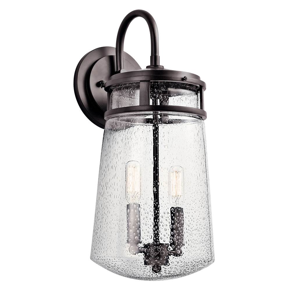 KICHLER 49496AZ Lyndon 18.25" 2 Light Wall Light with Clear Seeded Glass Architectural Bronze