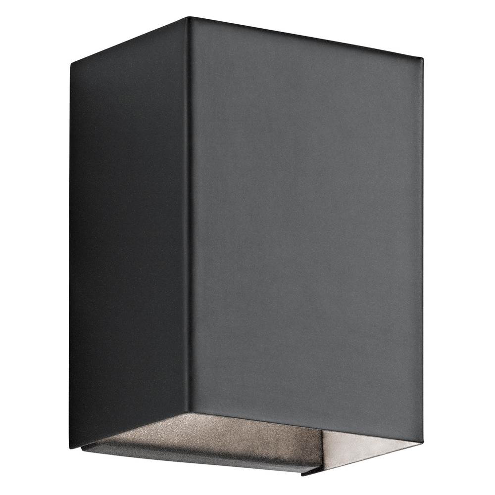 KICHLER 49550BKTLED Walden 7.25" LED Outdoor Wall Light with Clear Tempered Glass With Inside Etch and Textured Black