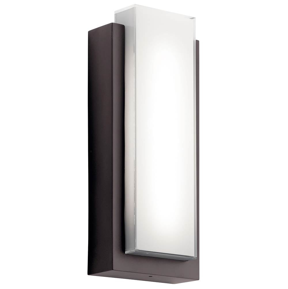 KICHLER 49557AZLED Dahlia 18.75" LED Outdoor Wall Light with White Glass Architectural Bronze