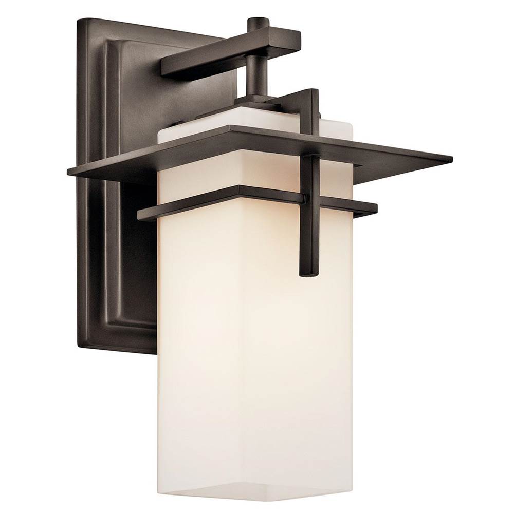 KICHLER 49642OZ Caterham 11.75" 1 Light Outdoor Wall Light with Satin Etched Cased Opal Glass in Olde Bronze