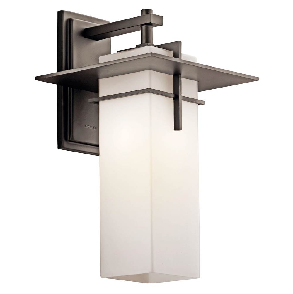 KICHLER 49644OZ Caterham 17.5" 1 Light Outdoor Wall Light with Satin Etched Cased Opal Glass in Olde Bronze