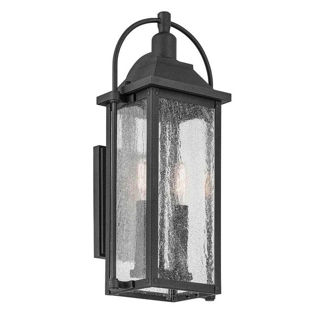 KICHLER 49714BKT Harbor Row 18.5" 2-Light Outdoor Wall Light with Clear Seeded Glass in Textured Black