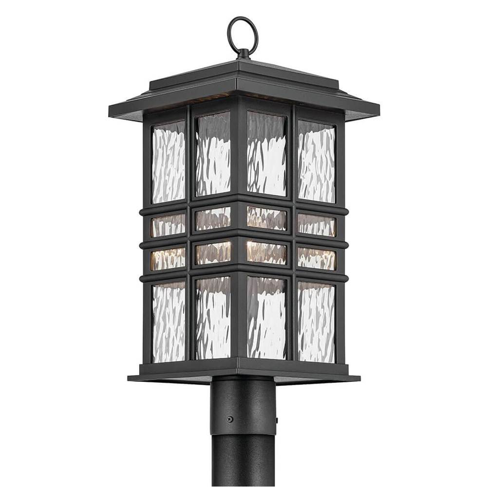 KICHLER 49832BKT Beacon Square 20.75" 1-Light Outdoor Post Light with Clear Hammered Glass in Textured Black