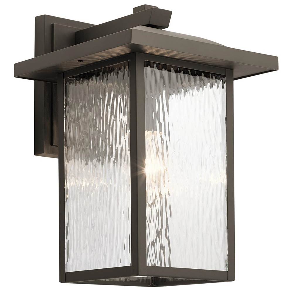 KICHLER 49926OZ Capanna 16" 1 Light Outdoor Wall Light with Clear Water Glass in Olde Bronze