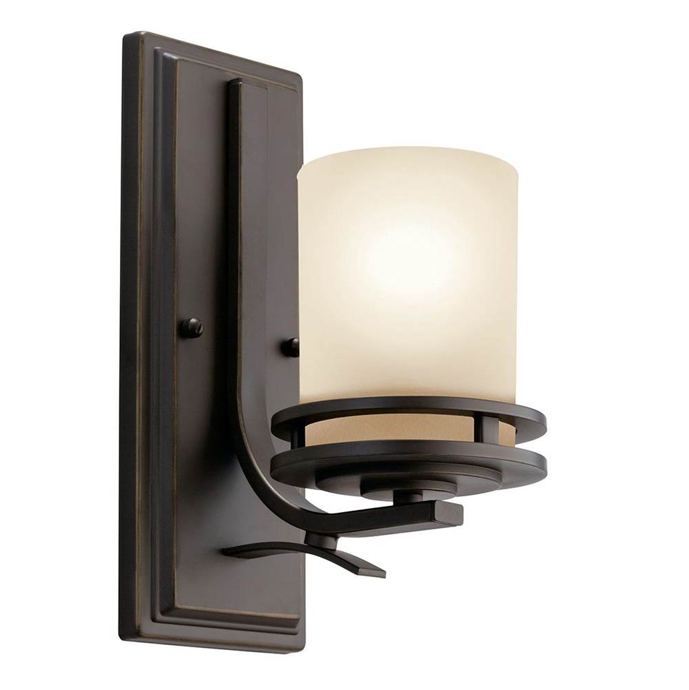 KICHLER 5076OZ Hendrik 12" 1 Light Wall Sconce with Light Umber Etched Glass Olde Bronze