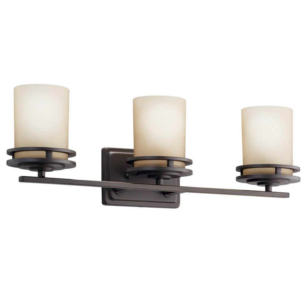 KICHLER 5078OZ Hendrik 24" 3 Light Vanity Light with Light Umber Etched Glass Olde Bronze
