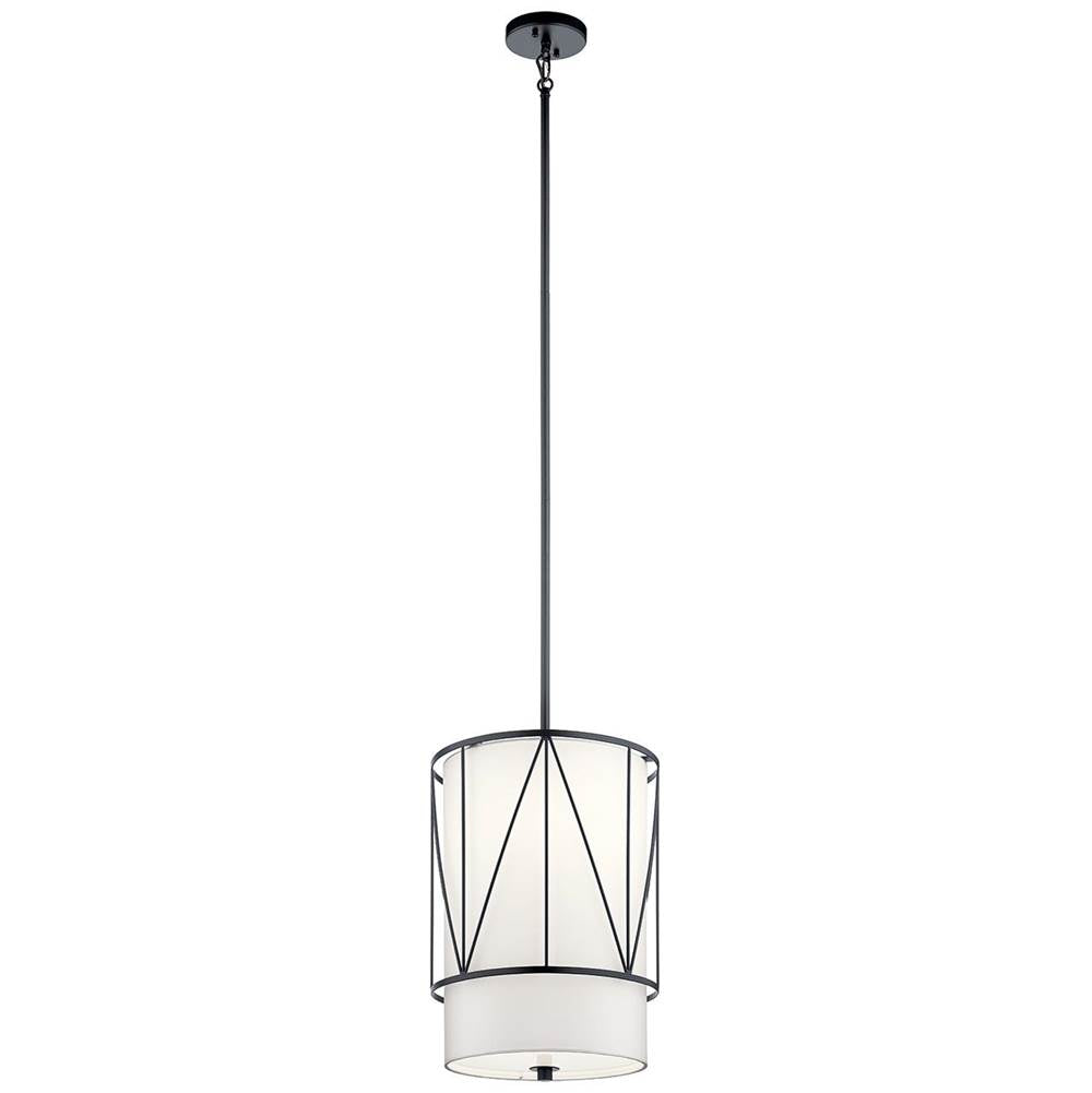 KICHLER 52073BK Birkleigh 18.25" 1 Light Pendant with Satin Etched Glass in Black