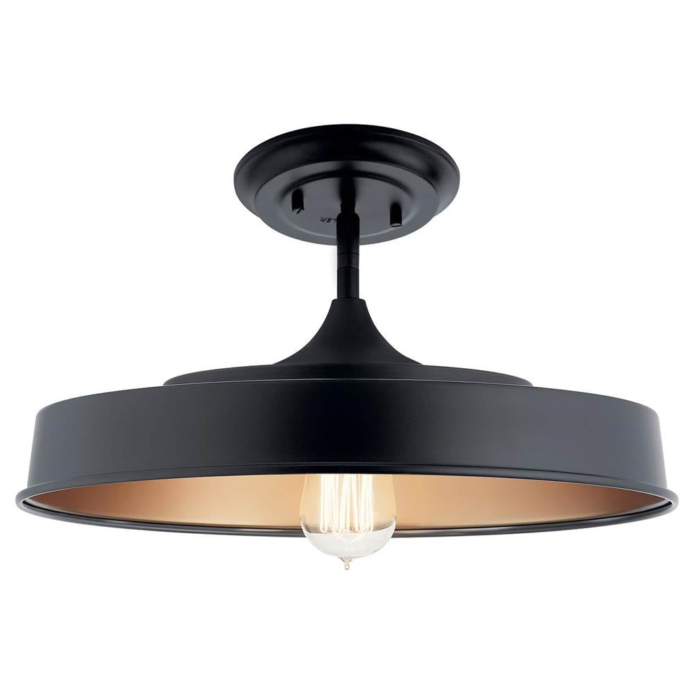 KICHLER 52098BK Elias 16" 1 Light Semi Flush Black