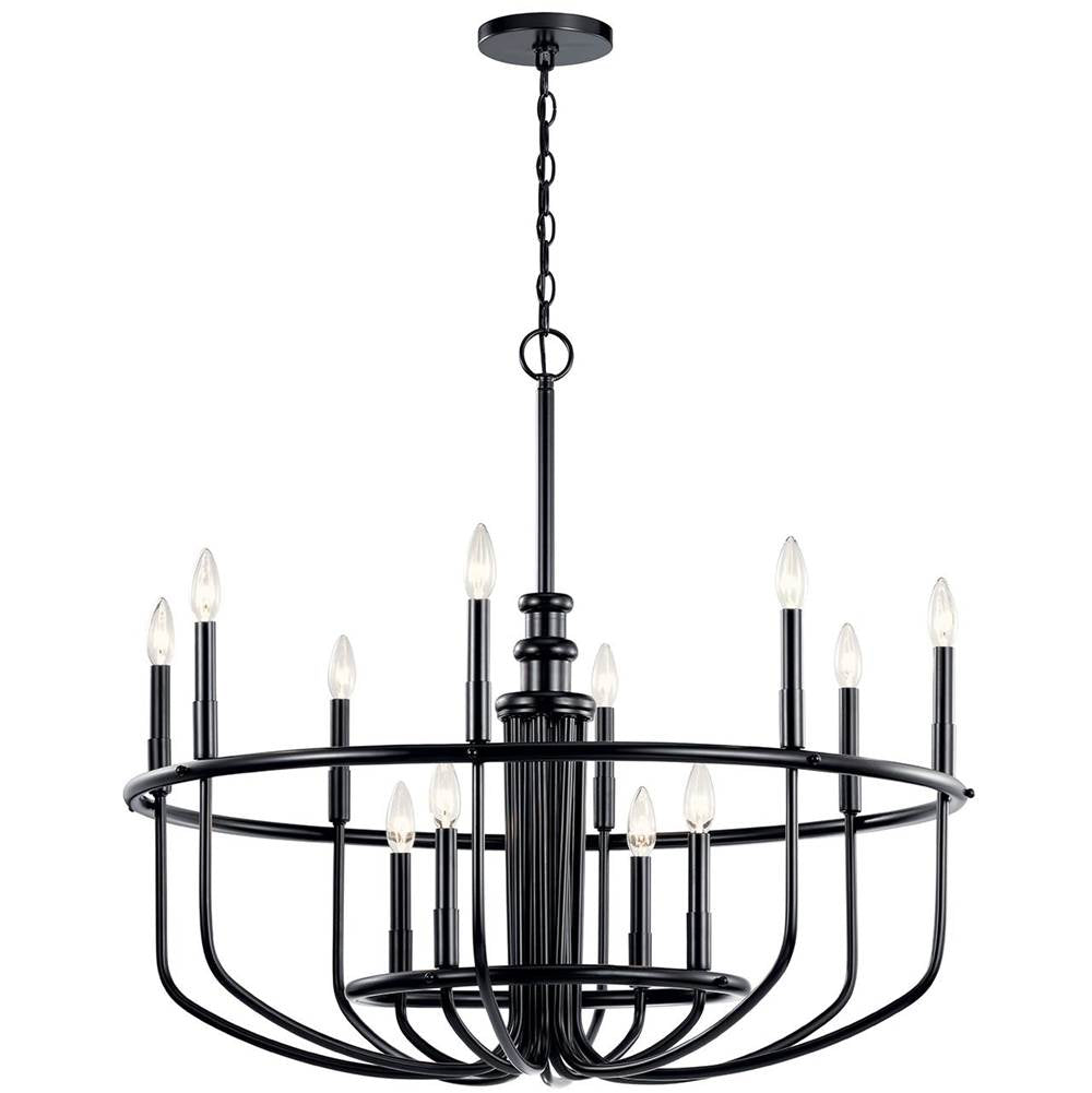 KICHLER 52305BK Capitol Hill 30.75" 12 Light Chandelier in Black