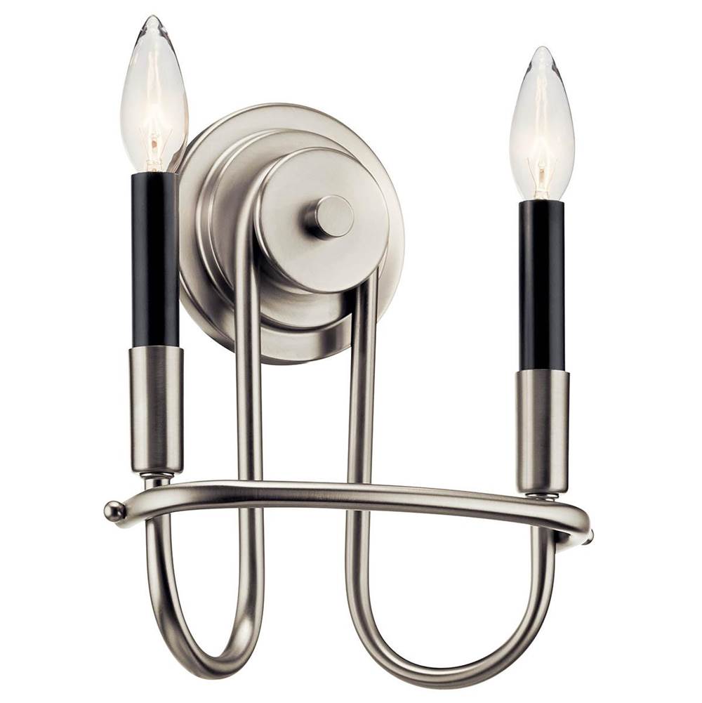 KICHLER 52308NI Capitol Hill 10.75" 2 Light Wall Sconce in Brushed Nickel