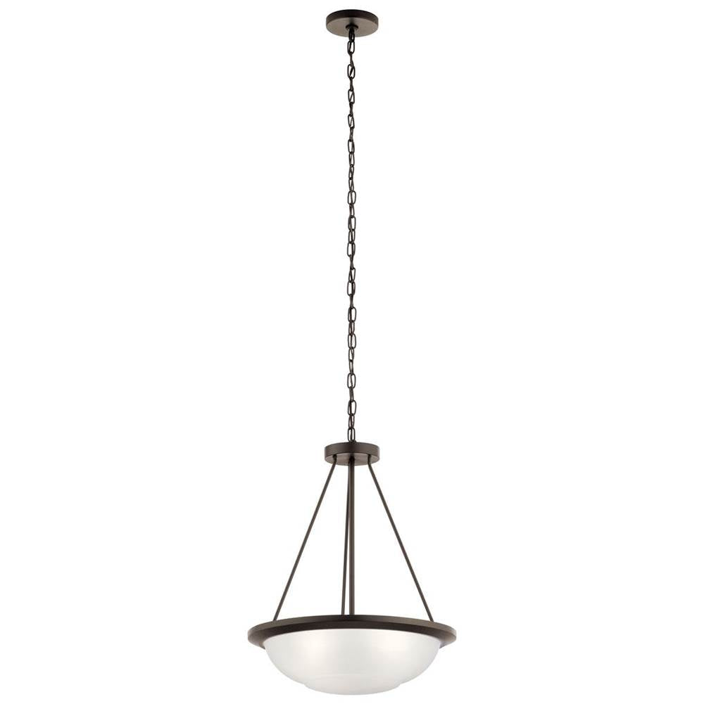 KICHLER 52393OZ Ritson 3 Light Inverted Pendant with Satin Etched Glass Olde Bronze