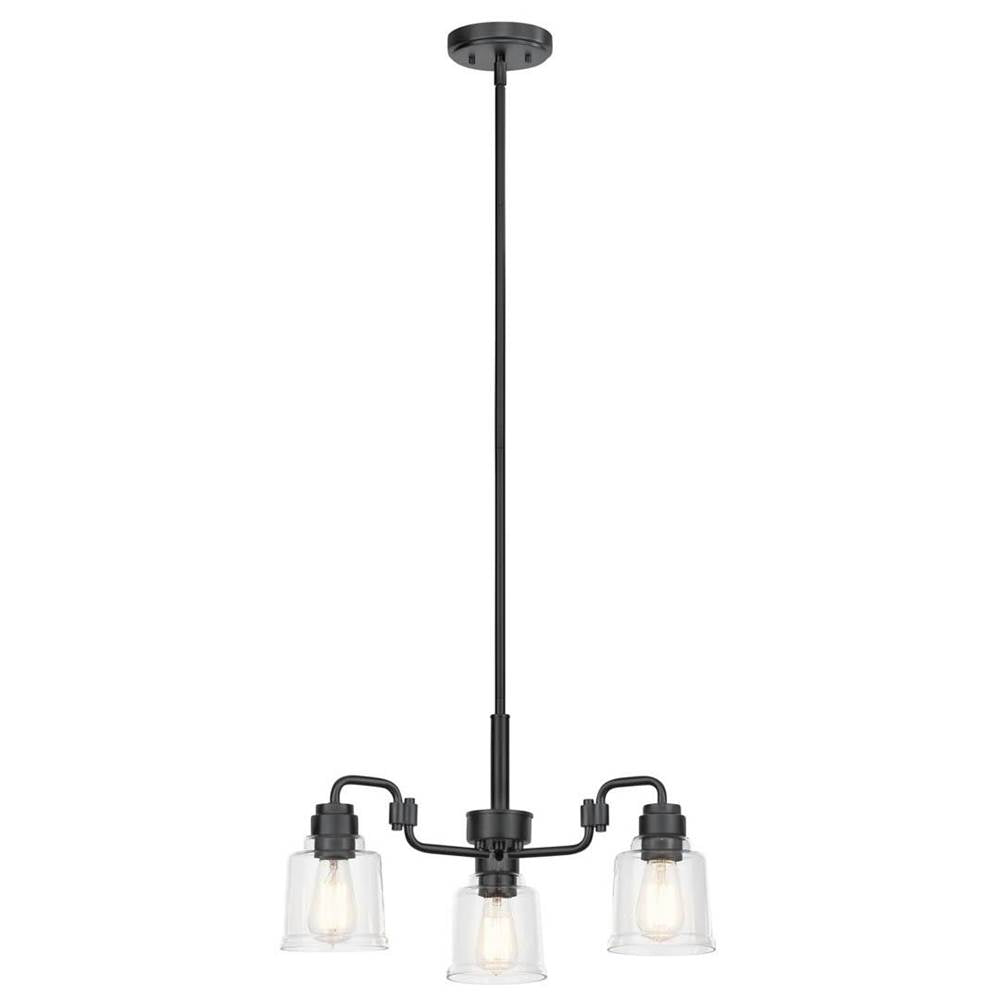 KICHLER 52397BK Aivian 23" 3 Light Chandelier with Clear Glass Black