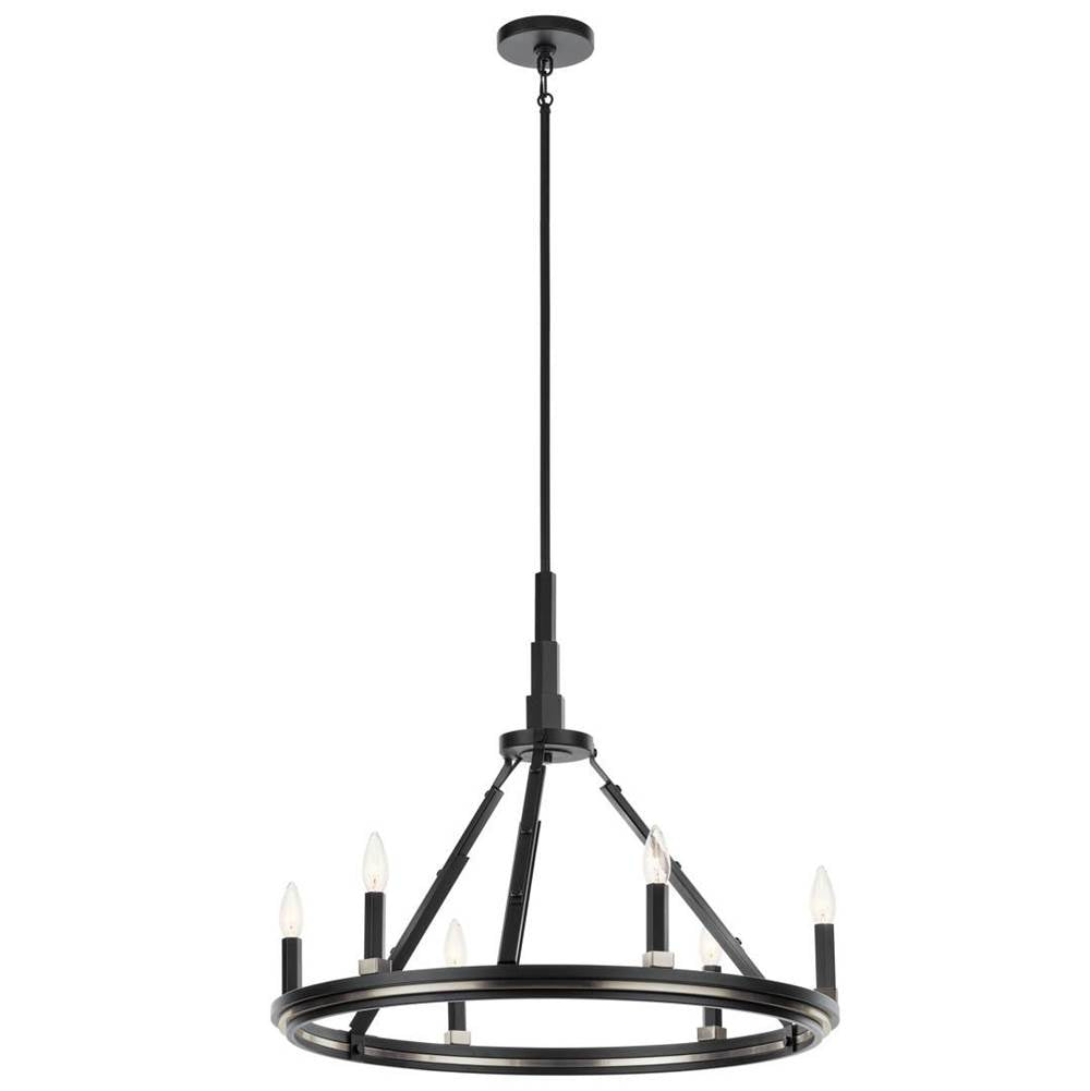 KICHLER 52420BK Emmala 24 inch 6 Light Chandelier in Brushed Nickel and Black