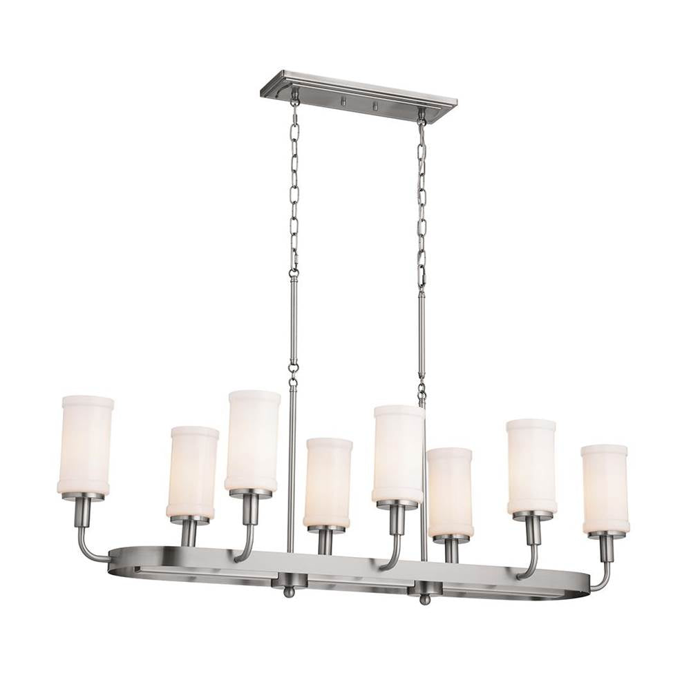KICHLER 52453CLP Vetivene 46.5" 8 Light Linear Chandelier Classic Pewter