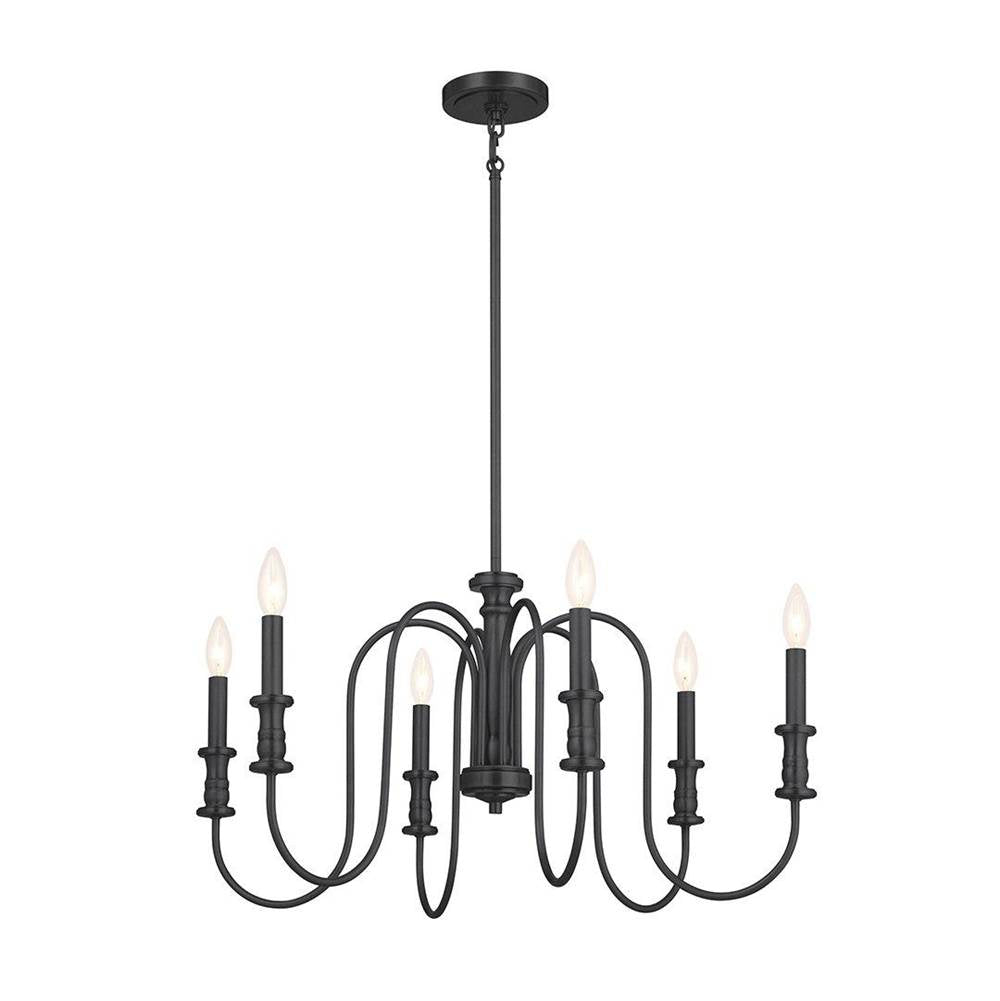 KICHLER 52470BK Karthe 28.5" 6 Light Chandelier Black