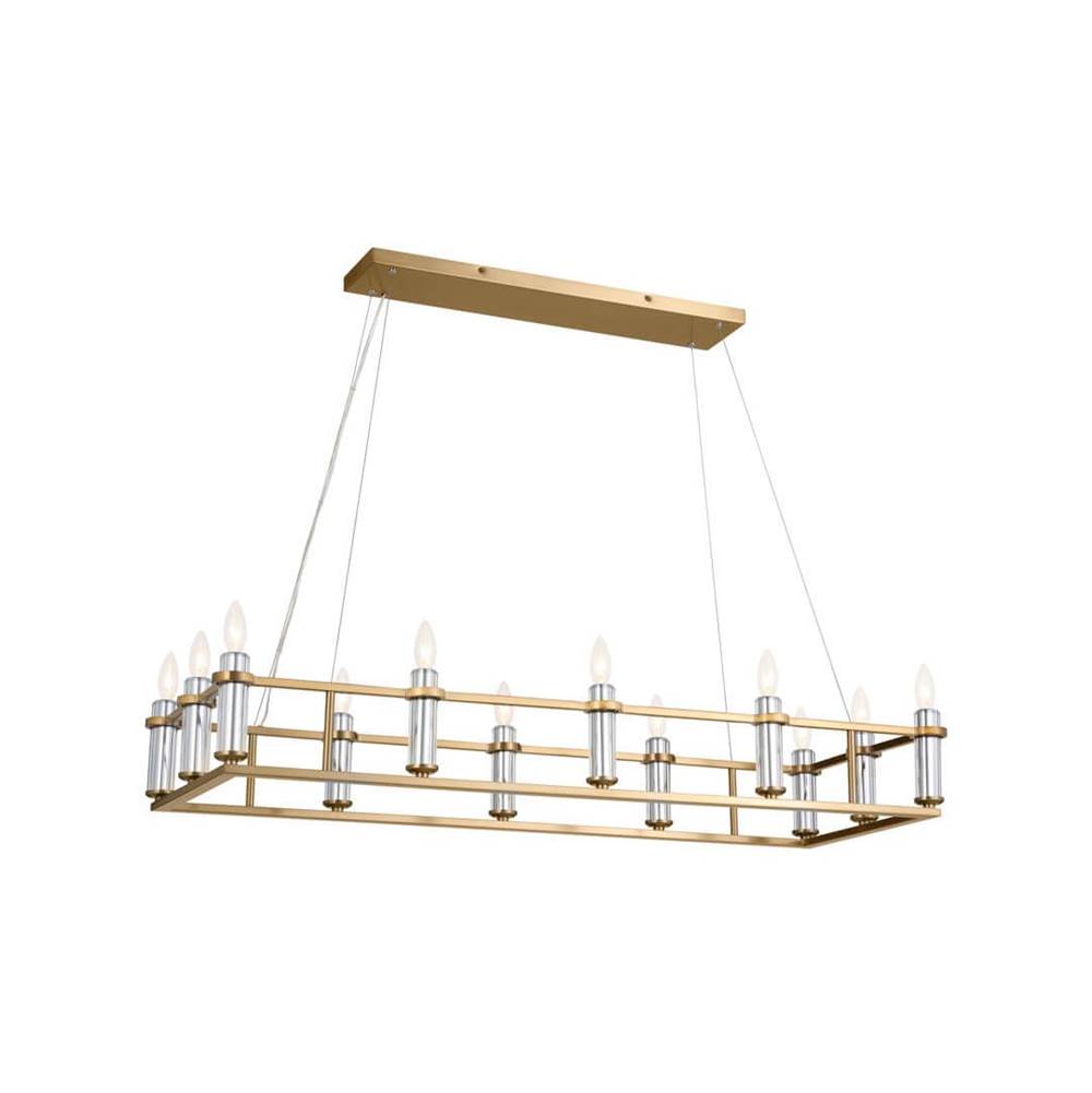 KICHLER 52492BNB Rosalind Linear Chandelier 12 Light - Brushed Natural Brass