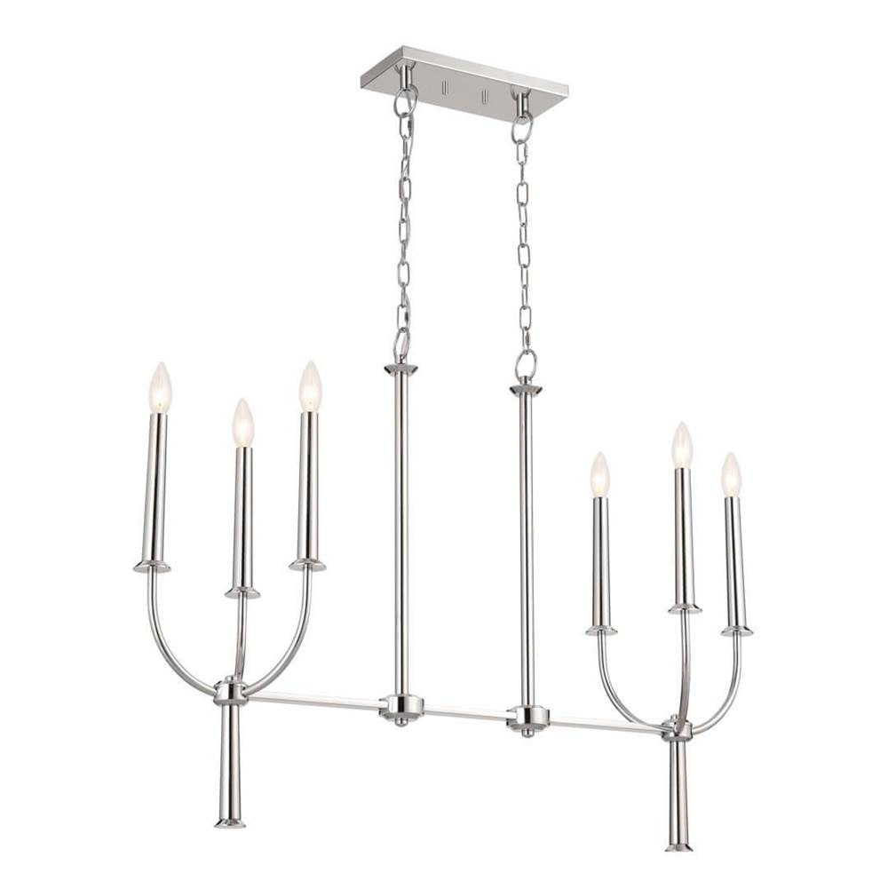 KICHLER 52495PN Florence Linear Chandelier 6 Light - Polished Nickel