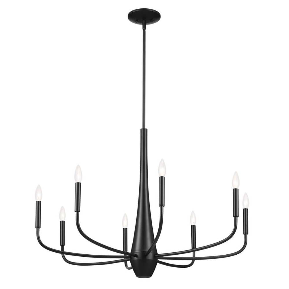 KICHLER 52526BK Deela 36 Inch 8 Light Chandelier in Black