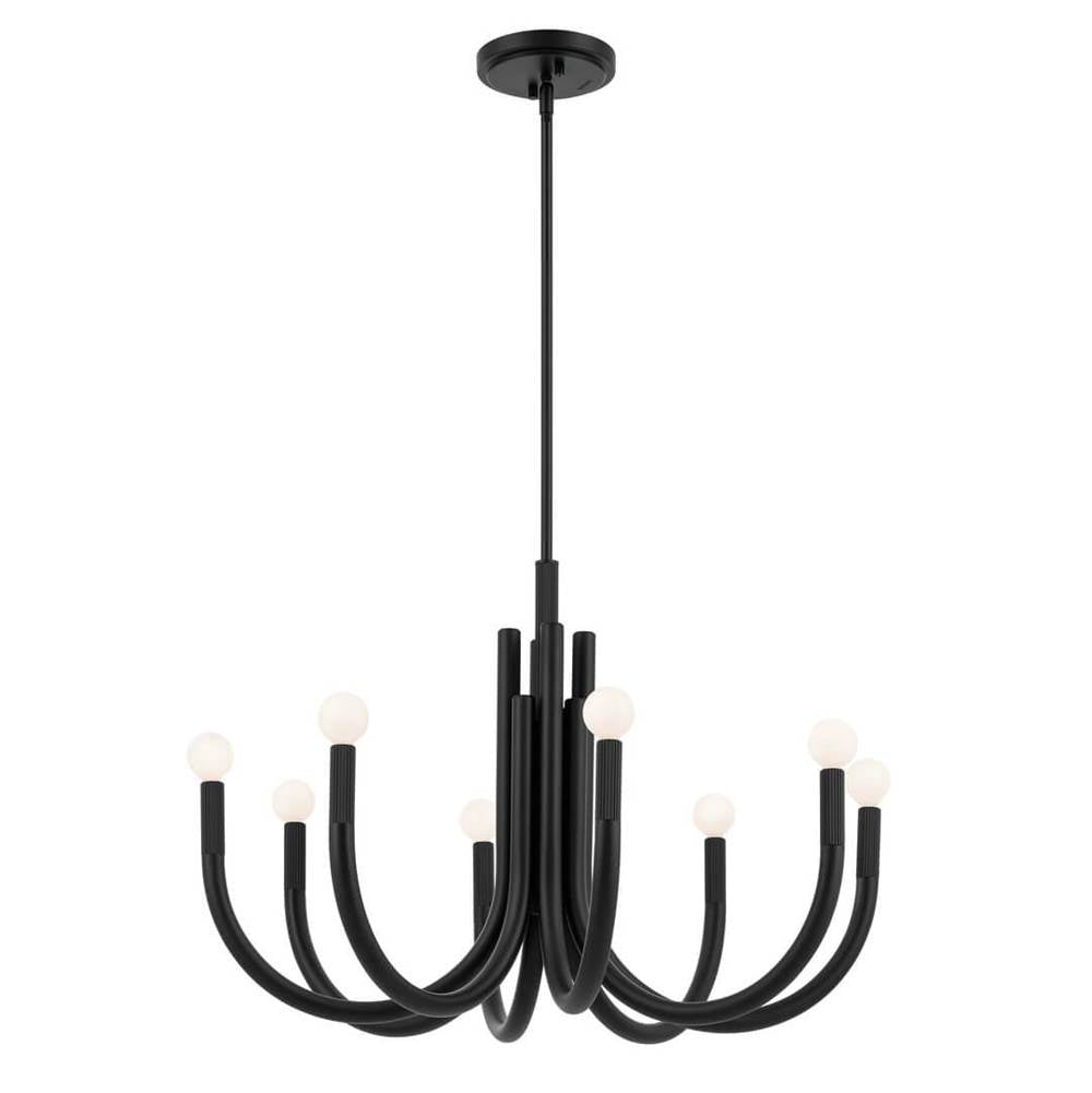 KICHLER 52550BK Odensa 29.25 Inch 8 Light Chandelier in Black